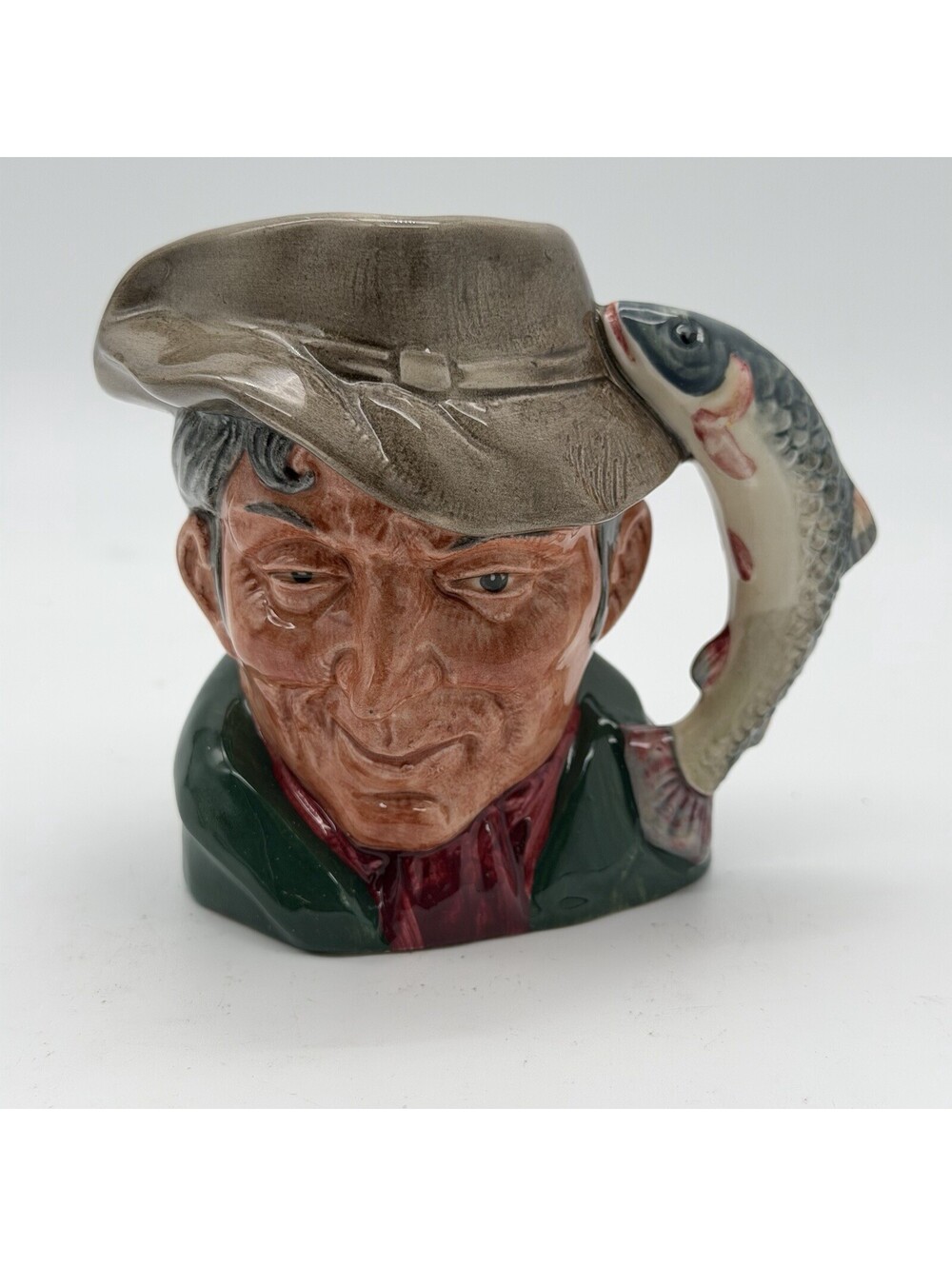 Vintage Royal Doulton The Poacher D6464 Small Toby Character Jug Fish Handle 4”
